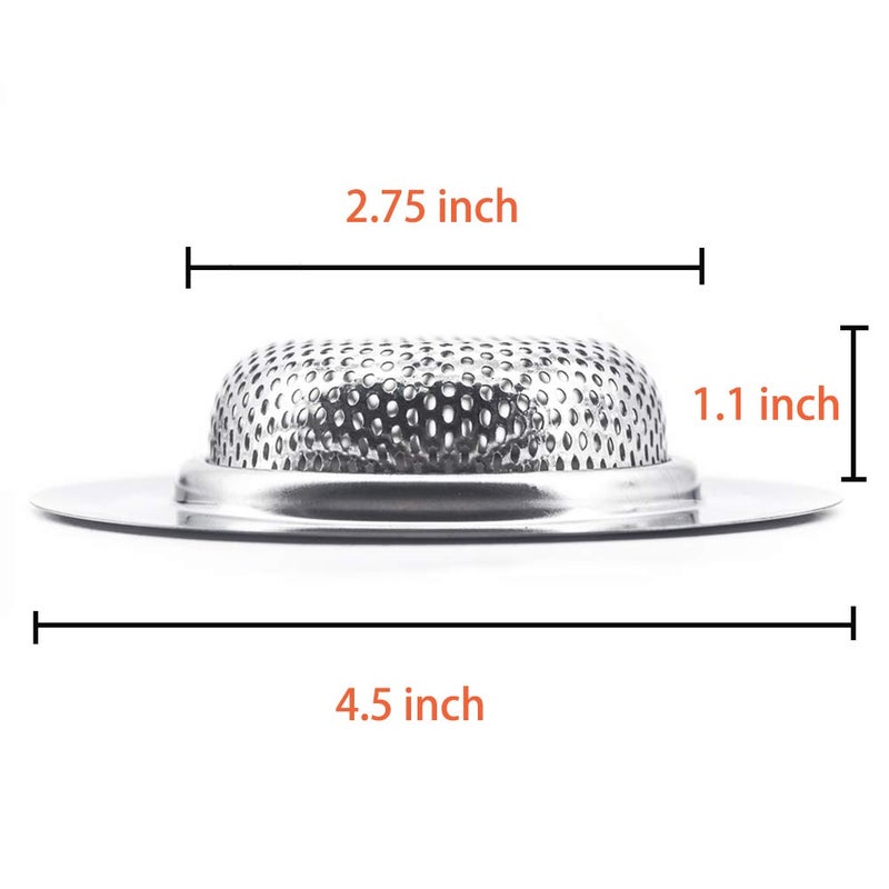 BESSEEK Kitchen Sink Strainer Stainless Steel Sink Strainer with Large Wide Rim 4.5" for Mesh Sink Strainer, Bathroom, Slop, Laundry, RV, Lavatory, Large (Pack of 2) - Image 2